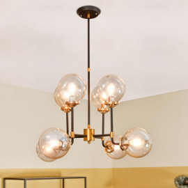 Glass Bubble Black And Brass Chandelier 